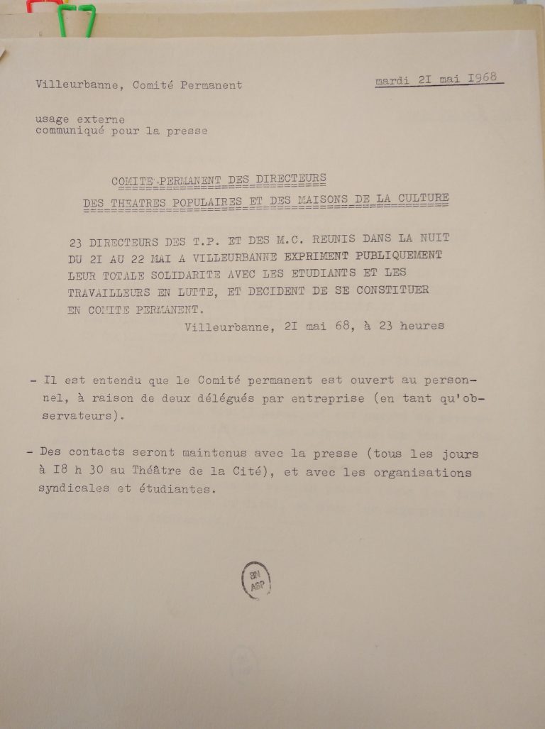 Comité permanent des directeurs des théâtres populaires et des maisons de la culture