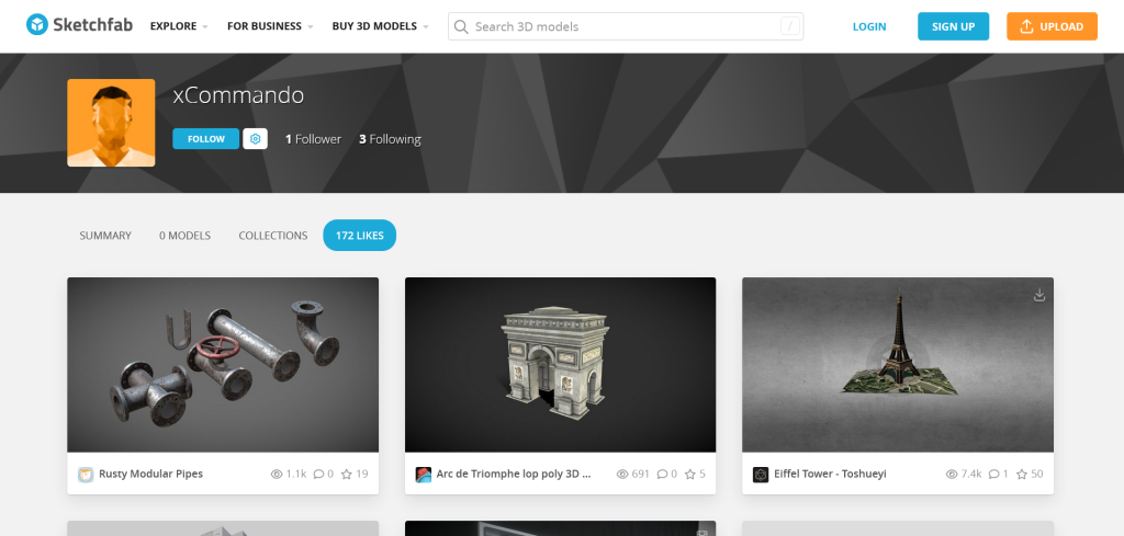 Liste des modèles likés par xCommando sur Sketchfab