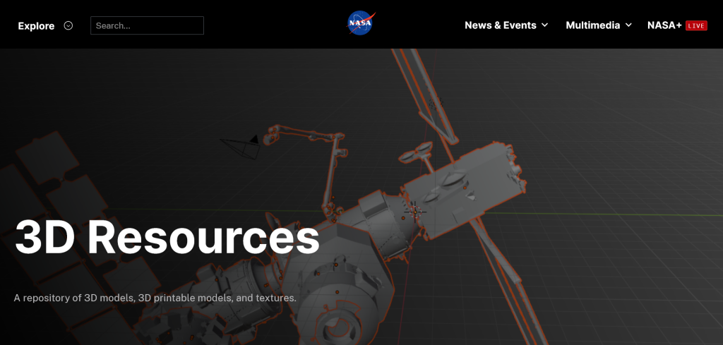 Page 3D Ressources sur le site de la NASA