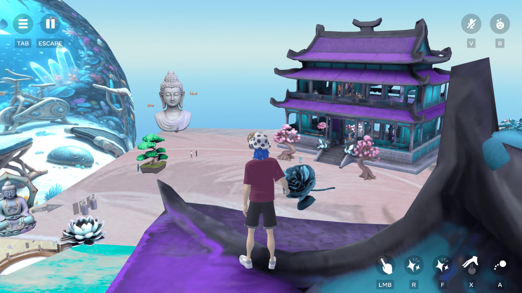 Vue surplombante du monde virtuel Yoga Max