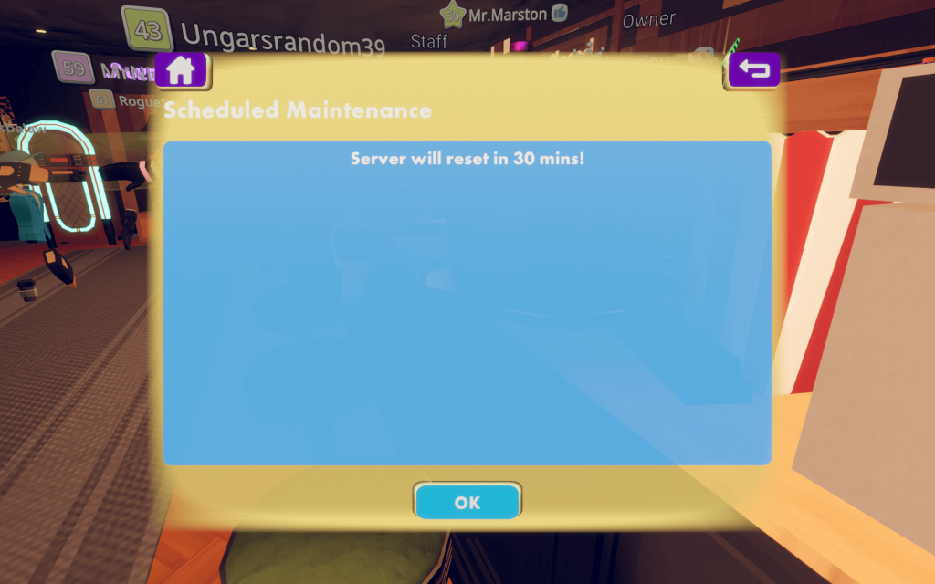 Rec Room Server Maintenance in 5 min